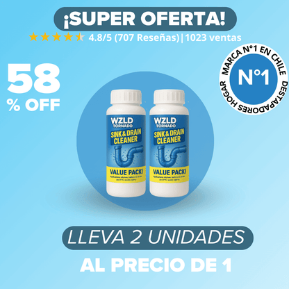 Destapador de cañerias 2x1 | 220grs